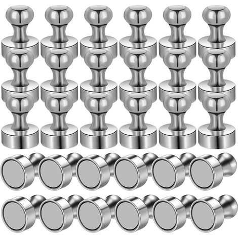 12 x 16mm Aimants Puissants, 30 Pièces Petit Aimant Frigo Mini Aimants Métalliques Magnétiques Clous pour Cuisine Tableau Blanc Bureaux