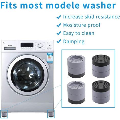 4 Pièces Anti Vibration Machine a Laver, Patin anti Vibration Lave Linge pour la Réduction du Bruit, Tapis Anti Vibration Machine a Laver pour Empêcher le Mouvement, Pied Machine a Laver (6cm) (1/2)