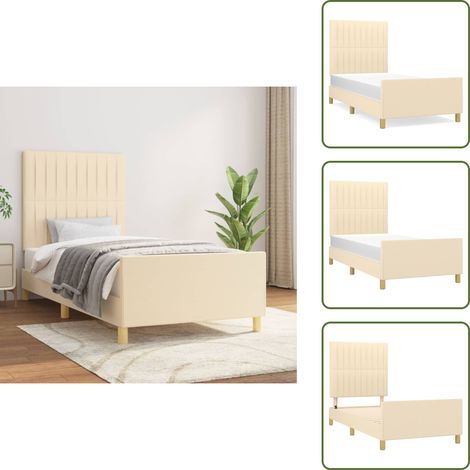 The Living Store Cadre de lit sans matelas crème 100x200 cm tissu - Cadre De Lit - Lit Avec Têted'appui - Literie - Meubles De Chambre - Meuble Design (1/5)