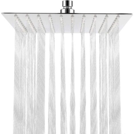 Tête de Douche Carrée en Acier Inoxydable Pomme de Douche avec Buses Anti-calcaire de 8 pouces/20cm Finition Chrome Poli (Miroir) (1/5)