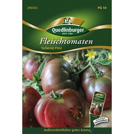 Quedlinburger Saatgut – Tomate Tschernij Prinz – Graines de légumes, variété traditionnelle non hybride, fruits brun-rouge de 200-300 g (1/2)