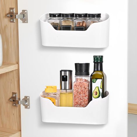 2 Pièces Rangement et Organisation de Cuisine, Blanc, CADDY, Plastique, Réglable, 2 kg, Pour La Cuisine, Les Chambres et d'autres Endroits (1/5)
