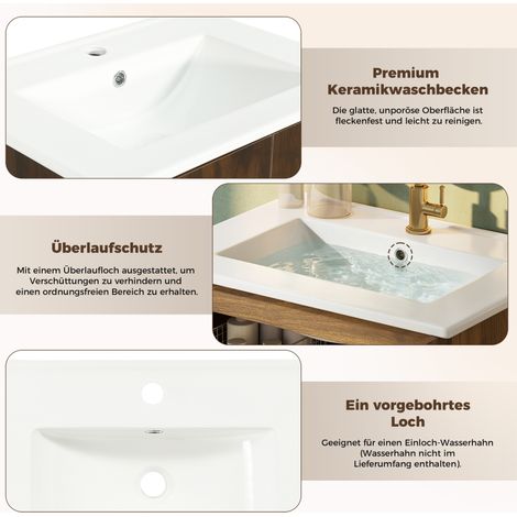 Mueble de baño bajo lavabo 61x47x89 cm MDF y cerámica nogal – MEUBLIV (1/5)