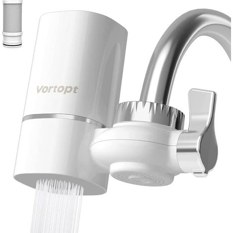Filtre à eau pour robinet d'évier, débit rapide - Système de filtration d'eau pour robinet de 400 gallons pour l'eau du robinet, certifié NSF pour réduire le chlore et le mauvais goût, 1 remplacement,