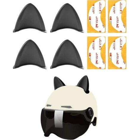 4PCS Deco Casque Moto,Accessoire Moto,Oreilles Décoratives pour Motos,Décoration de Casque en Forme d'oreille de Chat en Forme,Convient aux Motos,Vélos,Voitures électriques,Scooters(Noir)