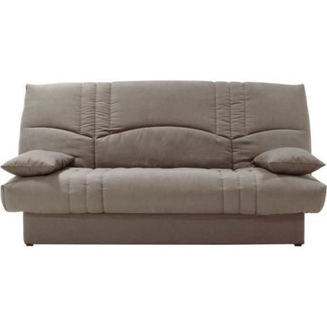 Clic clac 3 places THELMA - Tissu Soro taupe - Couchage 125x190 cm - L190 x P92 x H96 cm (1/4)