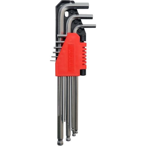 Jeu 9 cles males extra longues allen, btr, chc, 6 pans tete boule de 1.5 a 10mm