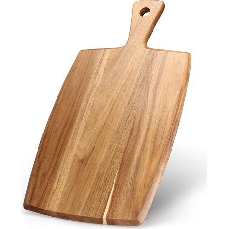 Planche à Découper en Bois d'Acacia 45x25cm - Poignée Intégrée - Pour Fromage, Fruits, Légumes et Viande - Marron (1/5)
