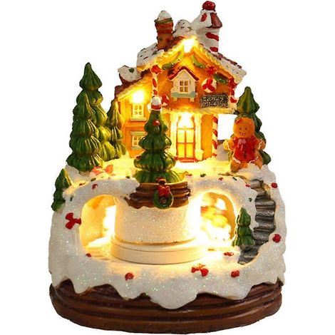 Boîte à musique de Noël, figurine de Noël rotative, décor hivernal enneigé, cadeau pour enfants, bibliothèque, restaurant (1/5)