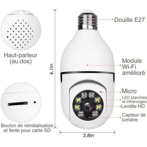 Caméra Surveillance E27 1080P Smart Home Caméra de vision nocturne infrarouge couleur WiFi 2,4 GHz / 5G (1/4)