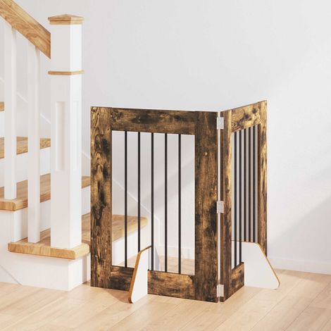 Puerta de perro con soportes 2 pcs Roble Ahumado 60 x 80 cm