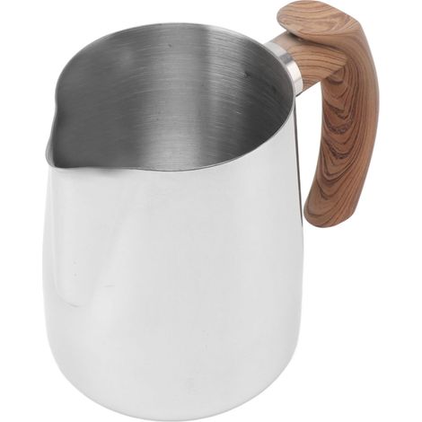 Bol à lait mousseur, graduation intérieure, bec verseur anti-gouttes en acier inoxydable 304, pichet vapeur avec poignée, couleur d'origine, 600 ml (1/5)