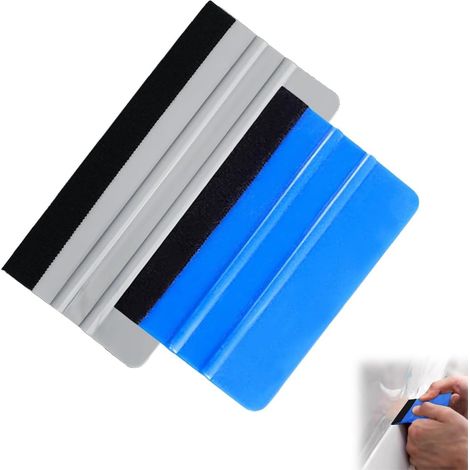 Raclette pour film vinyle - Kit de deux pièces - Matériau PP et feutre - Pour l'application de film vinyle sur les voitures et les meubles - 10 cm et 15 cm (raclette carrée large bleue en peluche 107 (1/5)