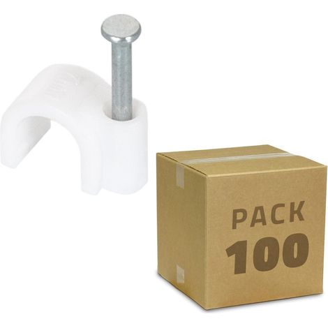 Pack 100 Unità Clip di Fissaggio per Cavo Bianco 7 mm²