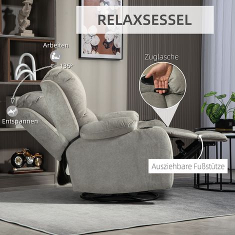 Fauteuil relax inclinable avec repose-jambes et accoudoirs, porte-verre intégré, capacité de charge 150 kg, couleur marron (1/4)
