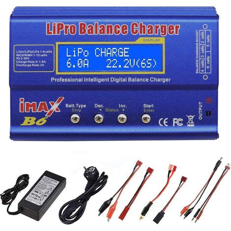 Chargeur 80 W 6 A High Power pour LiPo/Li-Ion/Life (1-6S), NiMH/NiCd (1-15S), chargeur de loisirs RC LED avec bloc d'alimentation (1/5)