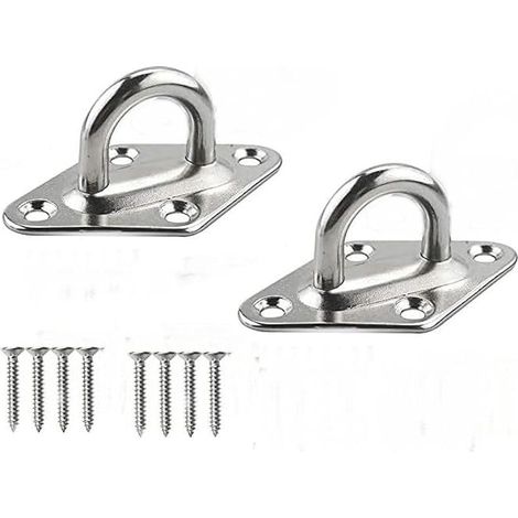 Lot de 2 crochets de suspension pour hamac en acier inoxydable 304 avec boulons à vis, crochets muraux pour fixation murale/plafond, pour chaise hamac suspendue/balançoire, 5 mm x 60 mm