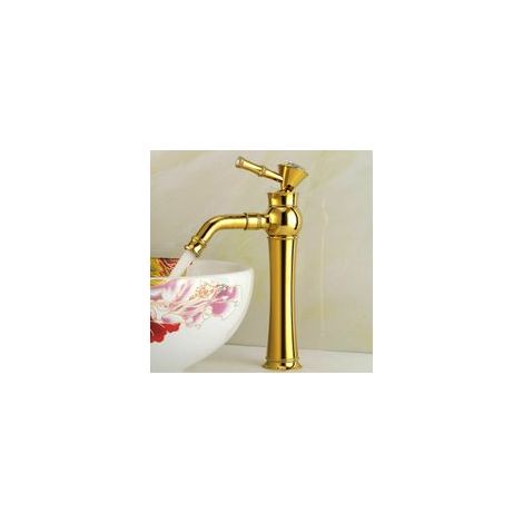 Waschtischarmatur, Luxus-Badarmatur, Waschtischarmatur aus Chrom-Kristall (Gold, hoch)