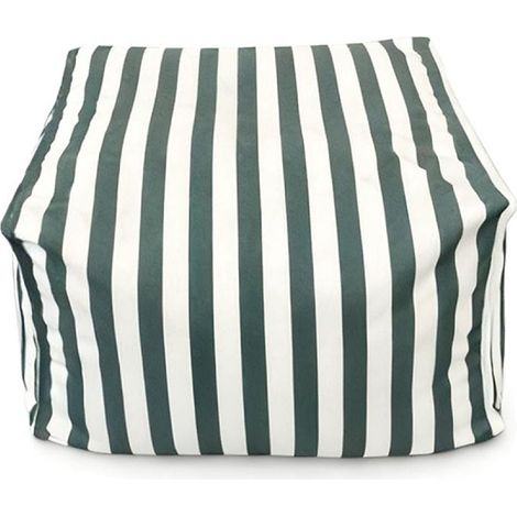 Puf de exterior a rayas verdes repelente al agua y - 55 x 65 x 35 cm POSITANO