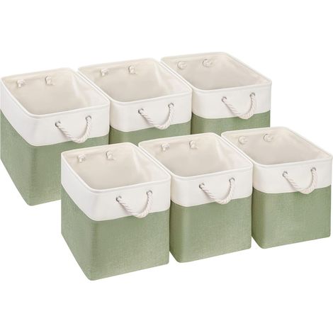 Lot de 6 boîtes de rangement cubiques, 33 x 33 x 33 cm - Paniers de rangement pour organiser les vêtements, étagère de chambre d'enfant (vert/blanc) (1/5)