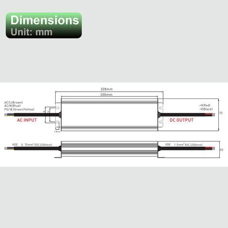 Transformateur 220v 12v 300W, Transformateur LED Étanche IP67, Alimentation 12V Convient aux Bande LED, Panneaux d'Affichage, 25A (1/4)