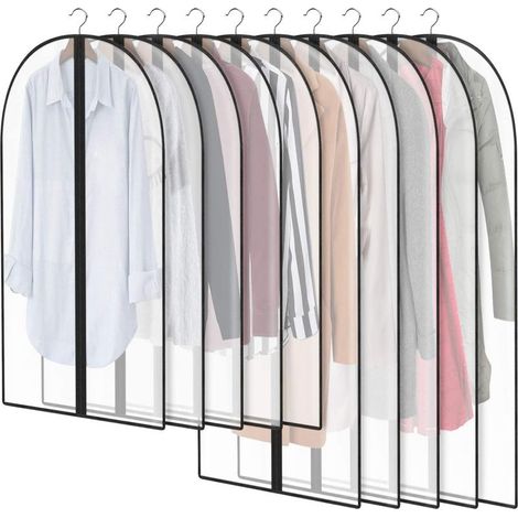 Kleiderschutzhülle – 10er-Pack – Maße: 60 x 100 cm und 60 x 120 cm – Hergestellt aus lichtdurchlässigem PEVA für optimale Aufbewahrung (1/5)