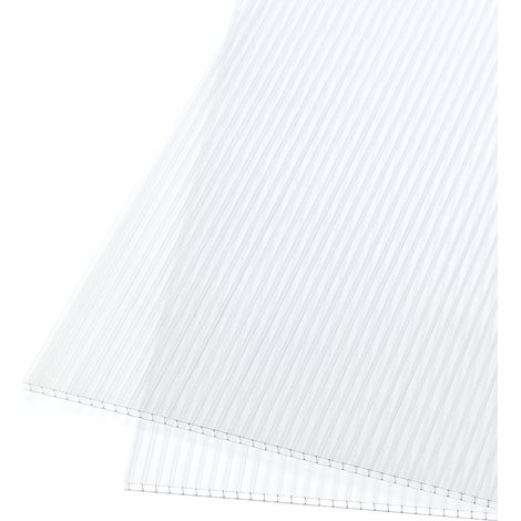 Aoodor 6-Pack Polycarbonat Hohlkammerstegplatten für Gewächshaus, 5mm Stärke Doppelstegplatten, UV-beständige, wasserdichte & transparent Kunststoffplatten 122 x 61 cm (1/4)
