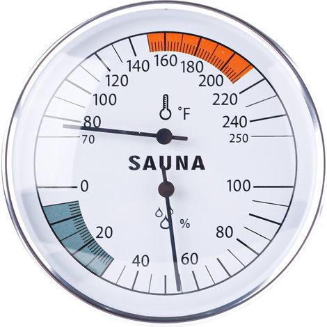1 Thermomètre Hygromètre Sauna 2 En 1 Métal Verre Affichage Analogique Pour Sauna Intérieur Vapeur Infrarouge