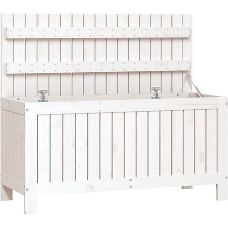 Coffre de jardin blanc, 108 x 42,5 x 54 cm, en pin (1/5)
