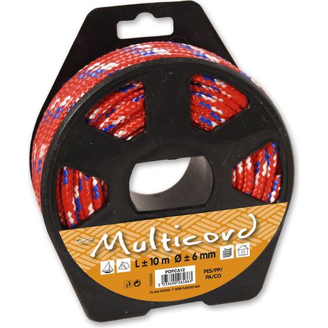 Corde Polypropylène/Polyester/Polyamide Tressée, Multicolore, Ø 6 mm/10 m (1/5)
