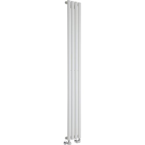 Milano Aruba White Vertical Column Single Oval Panel Radiator - 1780mm x 236mm (1/5)