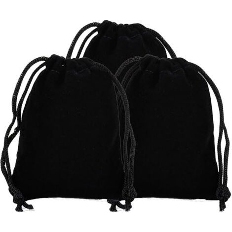 Sacs en velours grands, 10 unités, 17 x 23 cm, pour bijoux, en velours, mariages, fêtes, cadeaux, sacs en tissu avec cordon, pour mariages, fêtes, cadeaux, couleur noire, 17 x 23 cm (1/5)