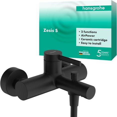 Mitigeur baignoire apparent, Robinet baignoire 2 sorties, Mitigeur monocommande, Noir mat, 74420670 (1/5)