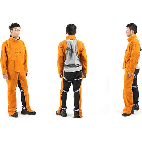Tablier de soudure jaune taille F, protection intégrale, résistant à la chaleur, multi-usage, équipement de soudeur professionnel (1/5)