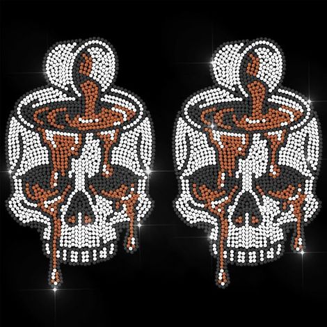 Coffee and Skull Motif Rhinestone Iron-On Sticker 29.7 x 21 cm T Shirt Heat Transfer Patch Rhinestone Iron-on for Jackets, Bags, Jeans Crafts (1/5)