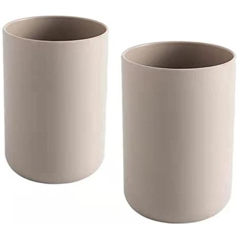 Tasse dentaire 2 pièces, porte-brosse à dents de salle de bain, tasse, tasse en plastique 300 ml marron et marron (1/4)