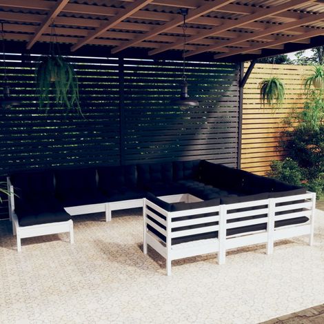 11-tlg. Garten-Lounge-Set mit Kissen Weiß Kiefernholz vidaXL (1/5)
