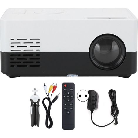 Projecteur LED Mini Portable Home Cinéma avec Support, Lecteur Vidéo, 100‑240V, Noir/Blanc, Prise EU (1/5)
