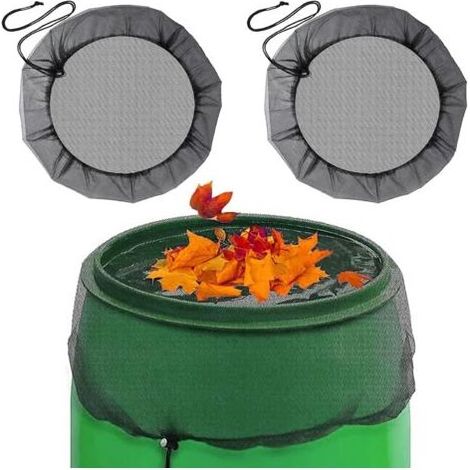 Red para barril de lluvia, paquete de 2 protectores ajustables para barril de lluvia, cubiertas para barril de lluvia con cordón ajustable, adecuado para uso en exteriores (1/5)