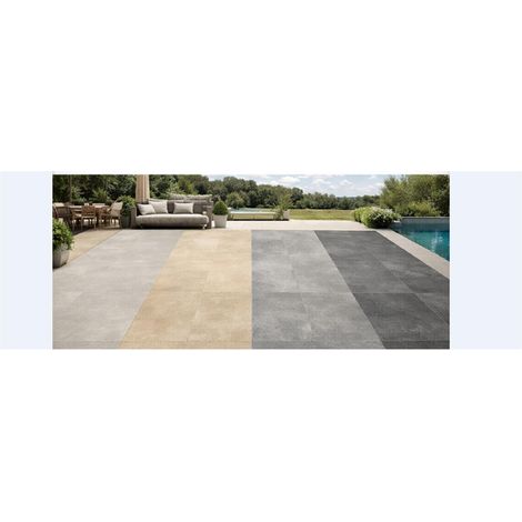 Carreaux de terrasse effet ciment série CEMEN (45x45 cm) - Dimensions: 45x45 cm - Coloris: Taupe