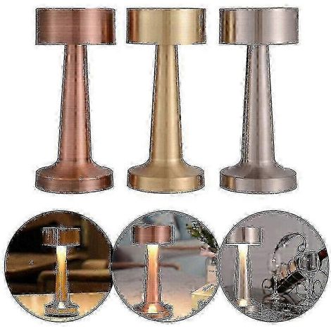 Lampe de table LED rechargeable à capteur tactile, lampe de bureau, décoration pour chambre, restaurant, bar (haltère dorée) (1/5)