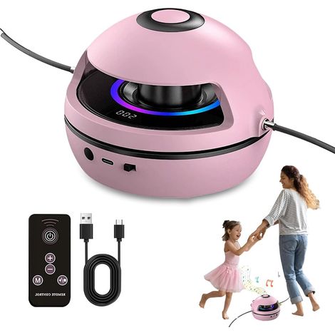 Machine à sauter électronique JeiibrZui - 10 niveaux de vitesse - Avec télécommande et compteur LED - Pour enfants et adultes - Rose (1/5)