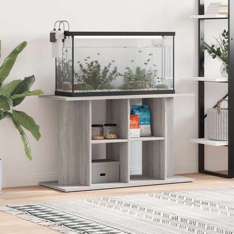 Support pour aquarium gris 100x40x60cm bois d'ingénierie