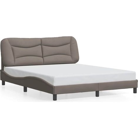 Maison Exclusive - Cadre de lit sans matelas Hvar taupe 160x200 cm tissu (1/5)