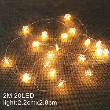 Guirlande lumineuse décorative de Noël à LED de 2 mètres et 20 lumières avec flocons de neige en fil de cuivre (1/5)