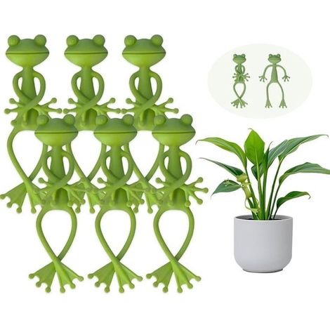 Support de plante grenouille - Pince de tuteur rigolote - Petite décoration de jardin - Pour tiges et fleurs - Vert (1/5)