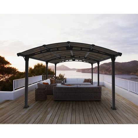 Palram - Canopia | Cenador De Jardín Tucson 507X360 Gazebo De Aluminio Gris Con Vidriado De Policarbonato Bronce (1/5)