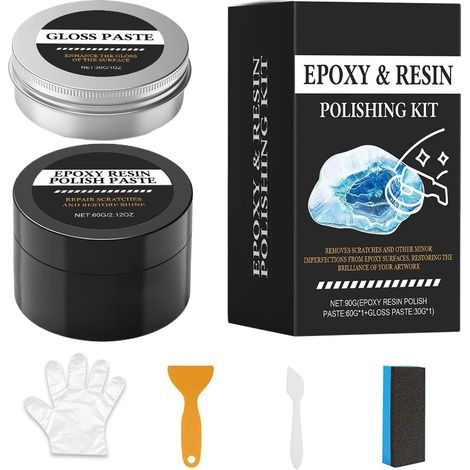 Kit de polissage pour résine Generico : dissolvant, pâte acrylique pour éliminer les abrasifs, rénovateur de vernis transparent, nettoyant (1/5)