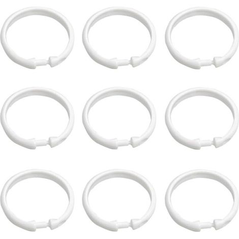 24pièces Crochets Rideaux Douche Blancs Plastique Antirouille Supports Anneaux Glissants pour Salle Bain Vestiaire (1/5)