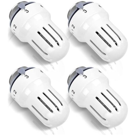 Valvola termostatica per radiatore: 4 pezzi, testa termostatica per radiatore, termostato per radiatore, termostato M30 x 1.5, bianco (1/5)
